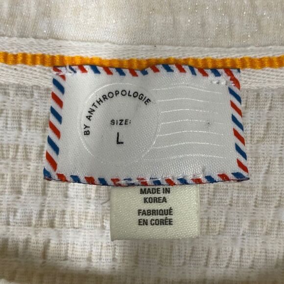 Anthropologie | Postmark | Cream Shimmer Textured Short Sleeve Tee Size - Picture 4 of 5